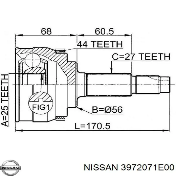 3972071E00 Nissan/Infiniti Junta homocinética interna, tripé