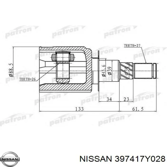 Semieixo (acionador) dianteiro esquerdo Nissan/Infiniti 397417Y028 preço, a partir de 227,25 USD
