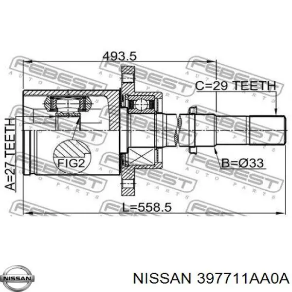 Junta homocinética interna dianteira direita Nissan/Infiniti 397711AA0A preço, a partir de 174,66 USD