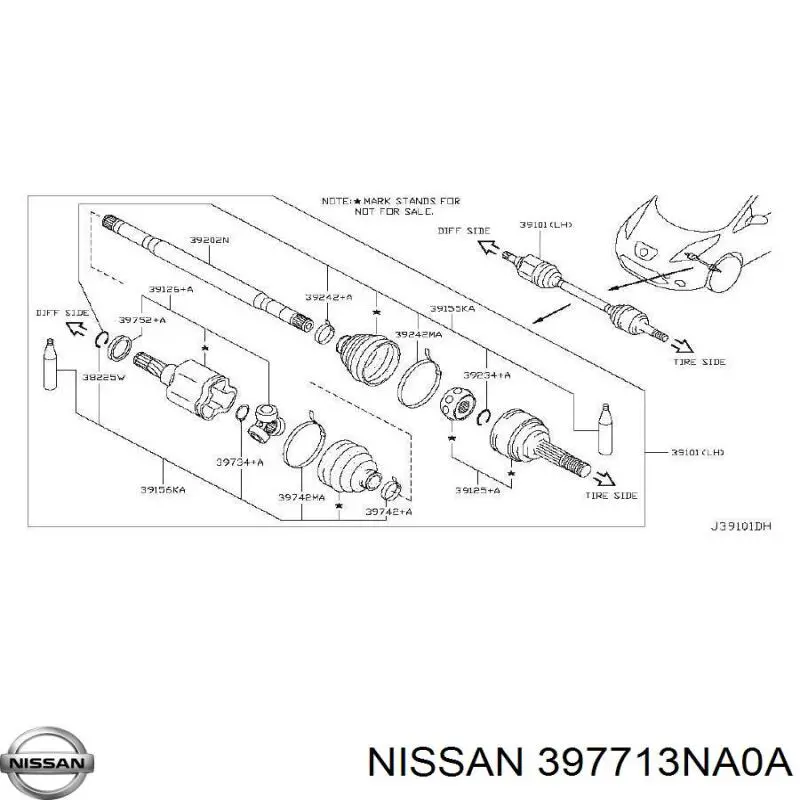 397713NA0A Nissan/Infiniti Junta homocinética interna dianteira direita