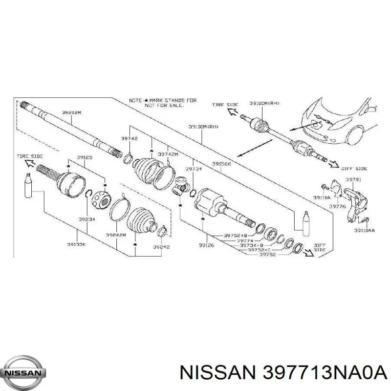 Junta homocinética interna dianteira direita Nissan/Infiniti 397713NA0A preço, a partir de 96,09 USD