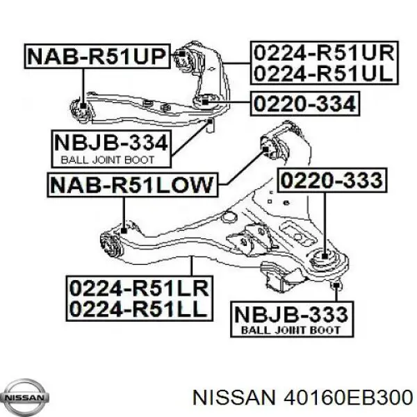 Compre 40160EB300 Nissan/Infiniti Suporte de esfera superior de suspensão traseira