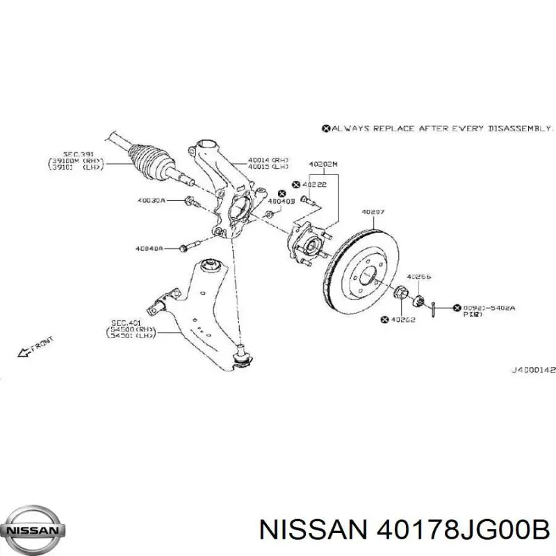 Parafuso de fixação de apoio esférico dianteiro ao pino de apoio Nissan/Infiniti 40178JG00B preço, a partir de 5,82 USD