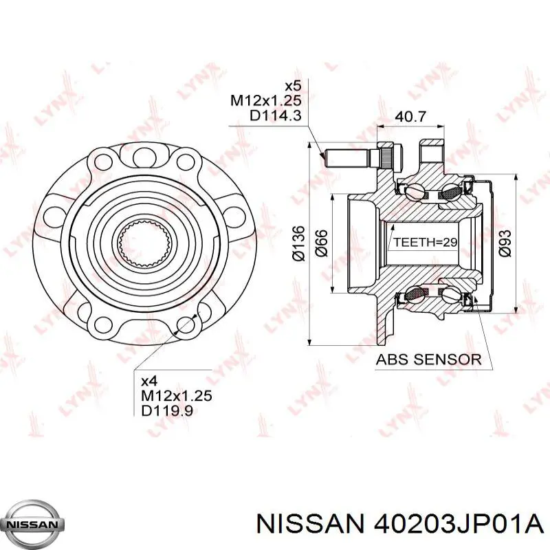 Compre 40203JP01A Nissan/Infiniti Cubo dianteiro