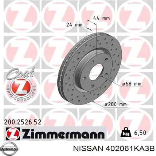 Compre 402061KA3B Nissan/Infiniti Disco do freio dianteiro