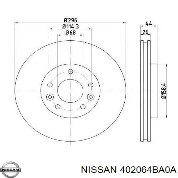 402064BA0A Nissan/Infiniti Disco do freio dianteiro