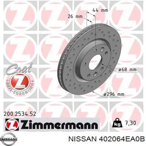 Disco do freio dianteiro Nissan/Infiniti 402064EA0B preço, a partir de 46,95 USD
