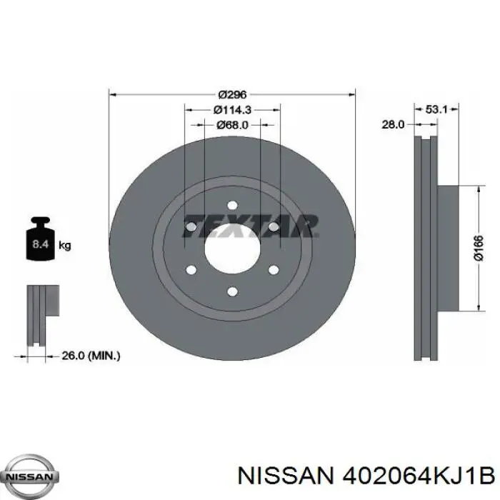 Compre 402064KJ1B Nissan/Infiniti Disco do freio dianteiro