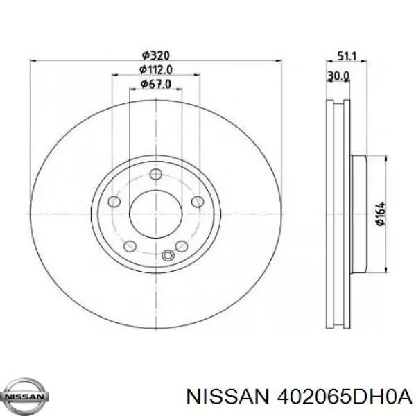 Disco do freio dianteiro Nissan/Infiniti 402065DH0A preço, a partir de 87,17 USD