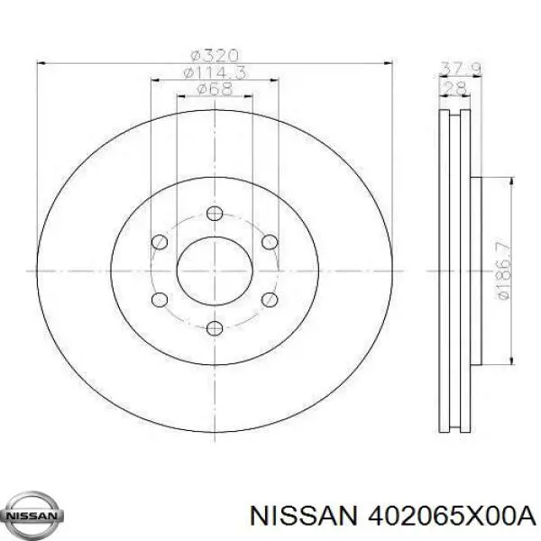 402065X00A Nissan/Infiniti Disco do freio dianteiro