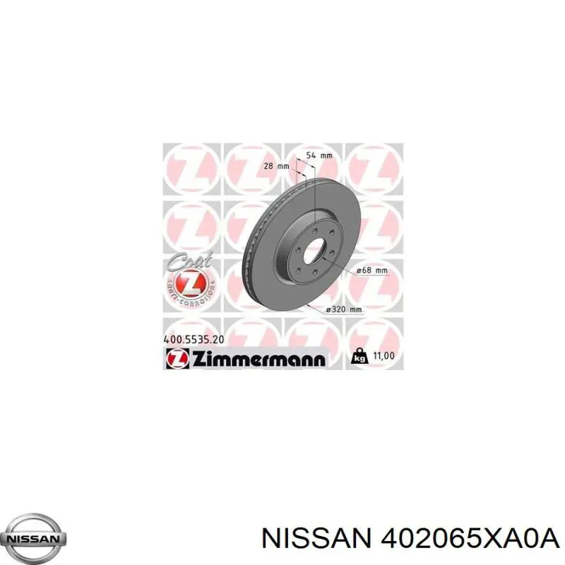 402065XA0A Nissan/Infiniti Disco do freio dianteiro