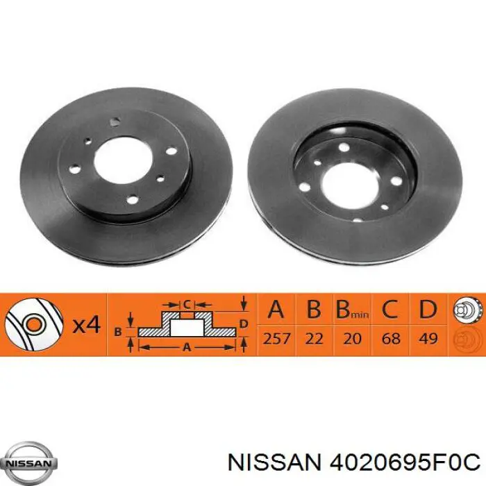 Compre 4020695F0C Nissan/Infiniti Disco do freio dianteiro