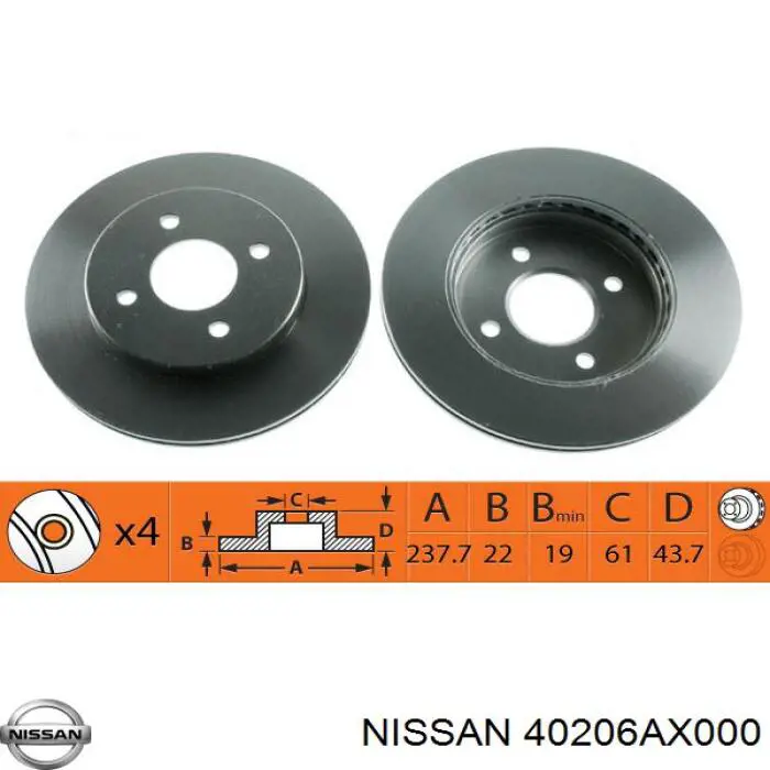 40206AX000 Nissan/Infiniti Disco do freio dianteiro