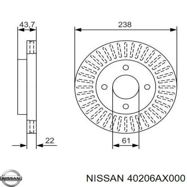 Disco do freio dianteiro 40206AX000 Nissan/Infiniti