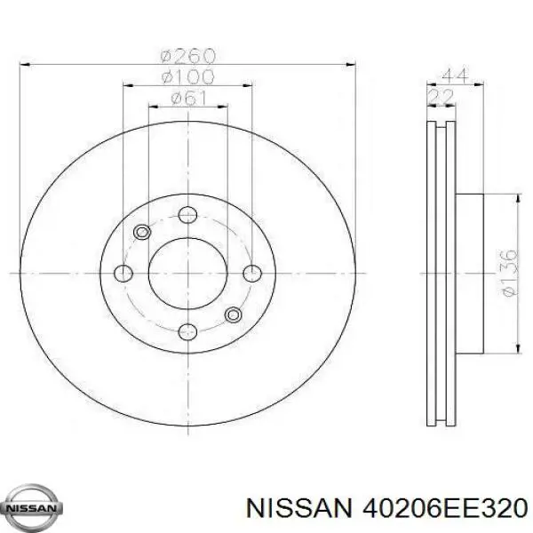 40206EE320 Nissan/Infiniti Disco do freio dianteiro