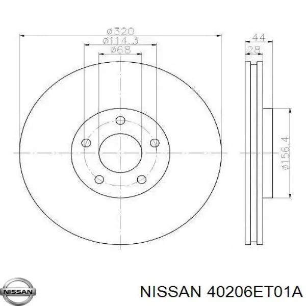 40206ET01A Nissan/Infiniti Disco do freio dianteiro
