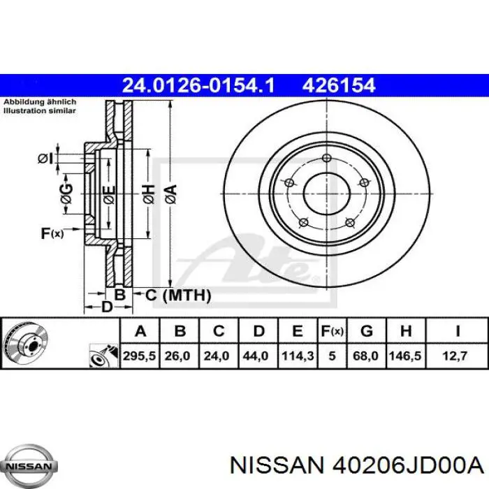 Compre 40206JD00A Nissan/Infiniti Disco do freio dianteiro