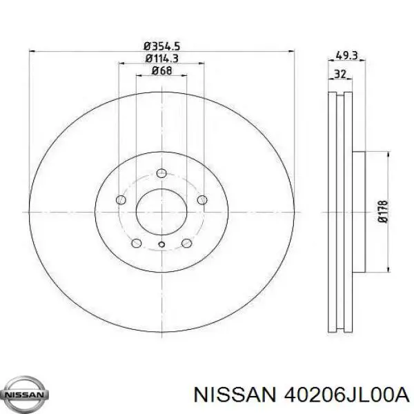Disco do freio dianteiro Nissan/Infiniti 40206JL00A preço, a partir de 74,37 USD