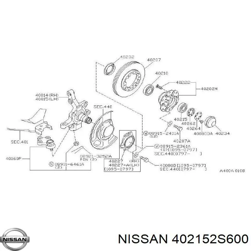 Rolamento externo de cubo dianteiro Nissan/Infiniti 402152S600 preço, a partir de 30,63 USD