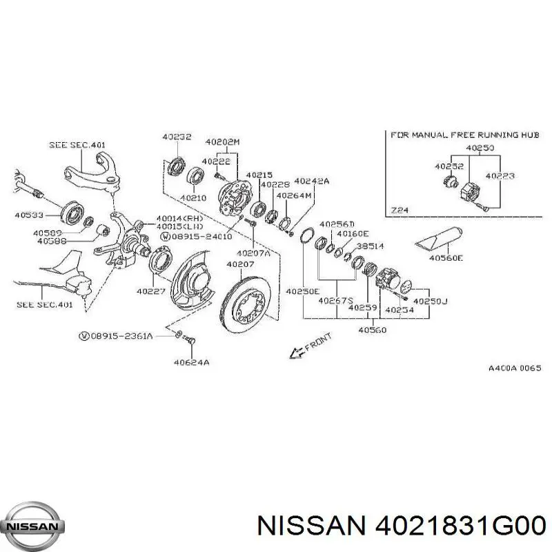 4021831G00 Nissan/Infiniti Anel de travagem de rolamento de cubo dianteiro