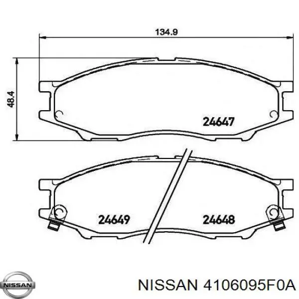 4106095F0A Nissan/Infiniti Sapatas do freio dianteiras de disco