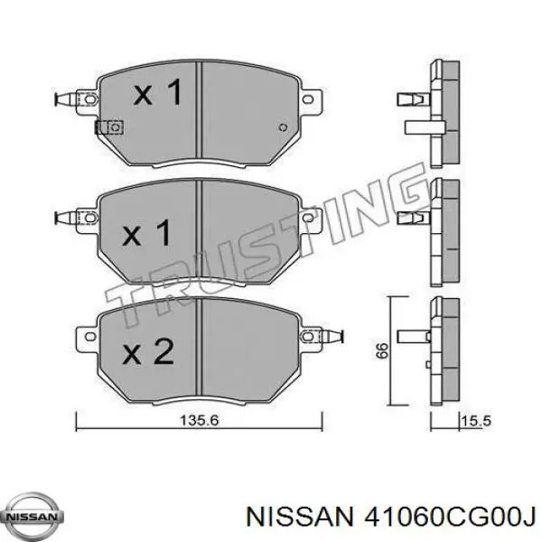 Sapatas do freio dianteiras de disco Nissan/Infiniti 41060CG00J preço, a partir de 34,74 USD