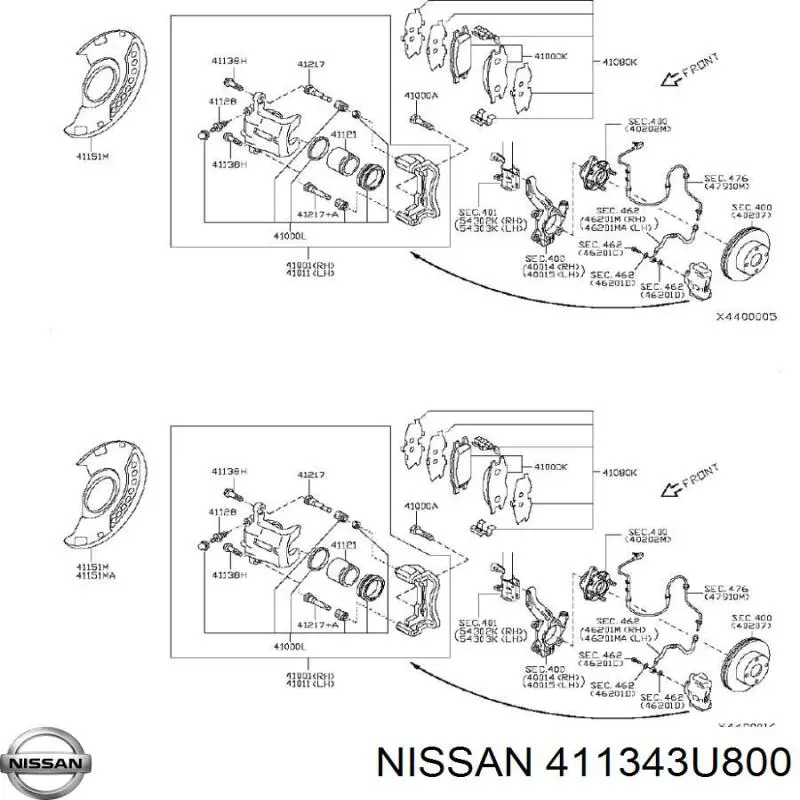 Guia de suporte dianteiro Nissan/Infiniti 411343U800 preço, a partir de 47,55 USD