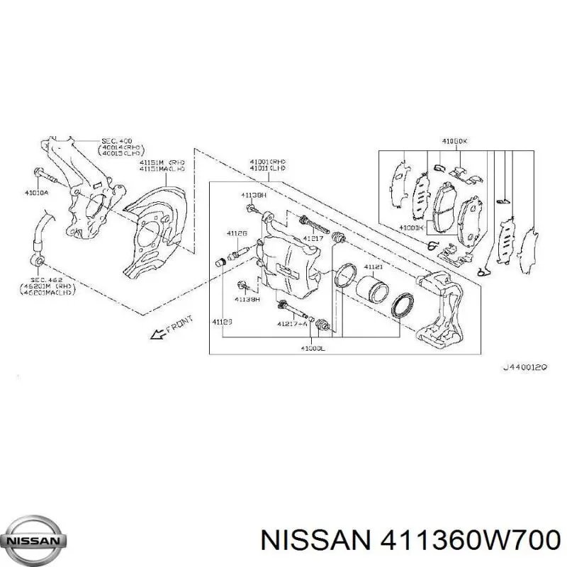 411360W700 Nissan/Infiniti Parafuso do freio de suporte