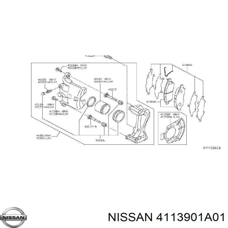 4113901A01 Nissan/Infiniti Guia de suporte dianteiro
