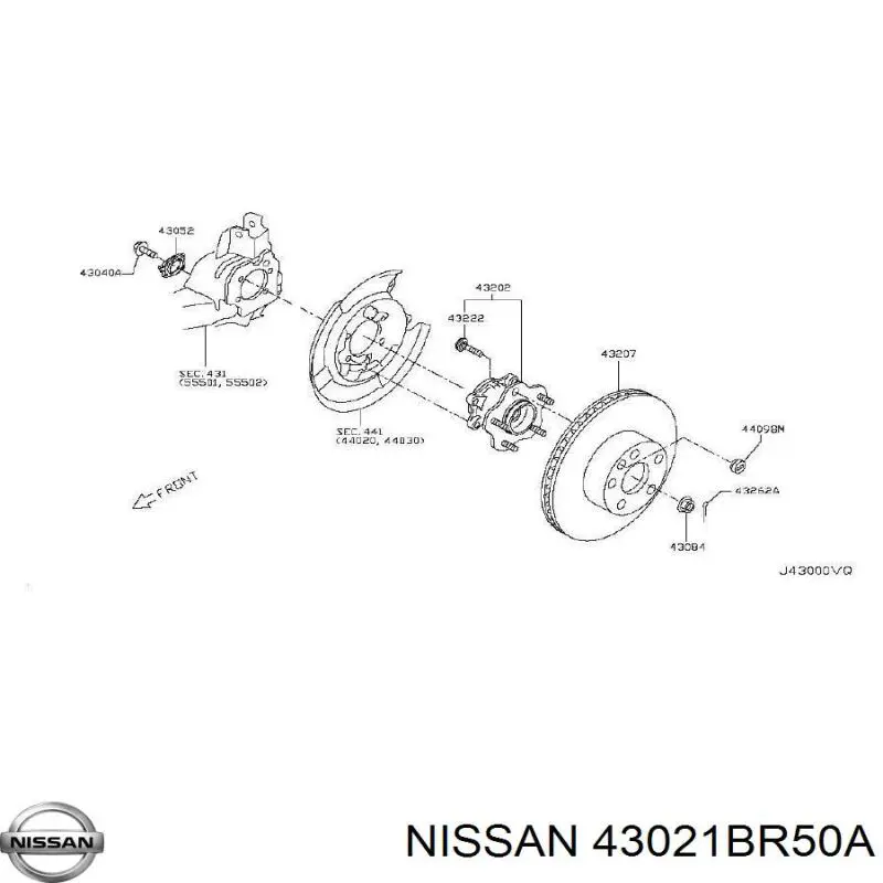 43021EN100 Nissan/Infiniti Pino moente (extremidade do eixo) traseiro direito