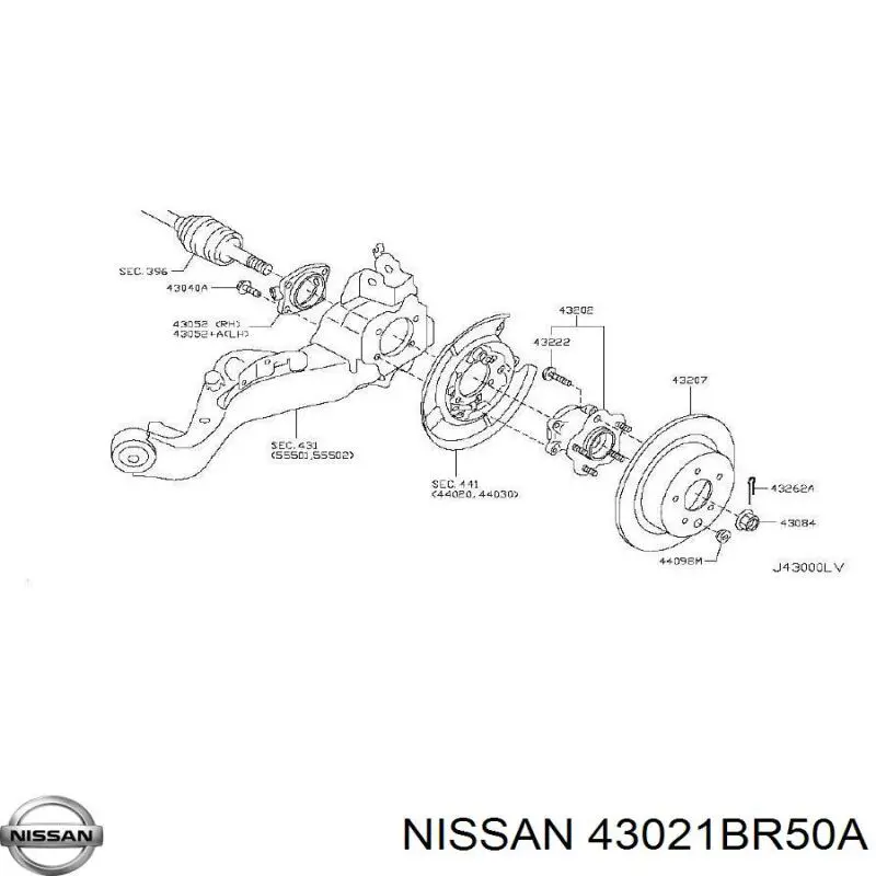 Pino moente (extremidade do eixo) traseiro direito Nissan/Infiniti 43021EN100 preço, a partir de 127,35 USD