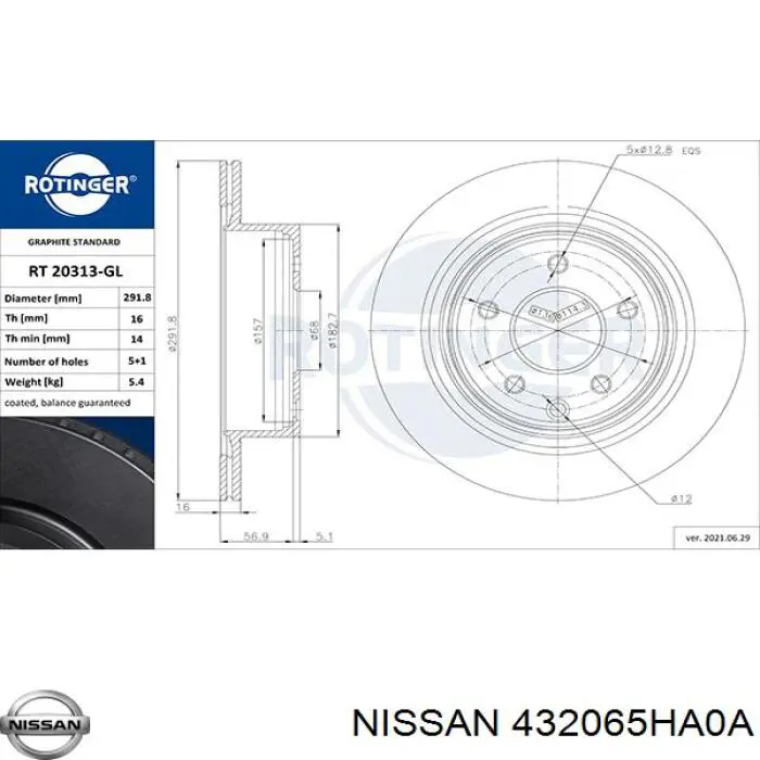 Disco do freio traseiro Nissan/Infiniti 432065HA0A preço, a partir de 31,62 USD