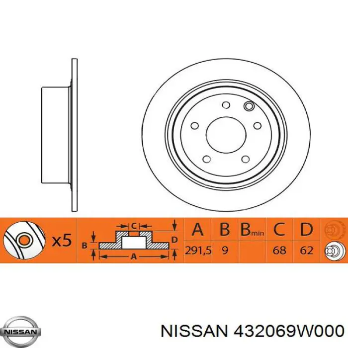 Compre 432069W000 Nissan/Infiniti Disco do freio traseiro