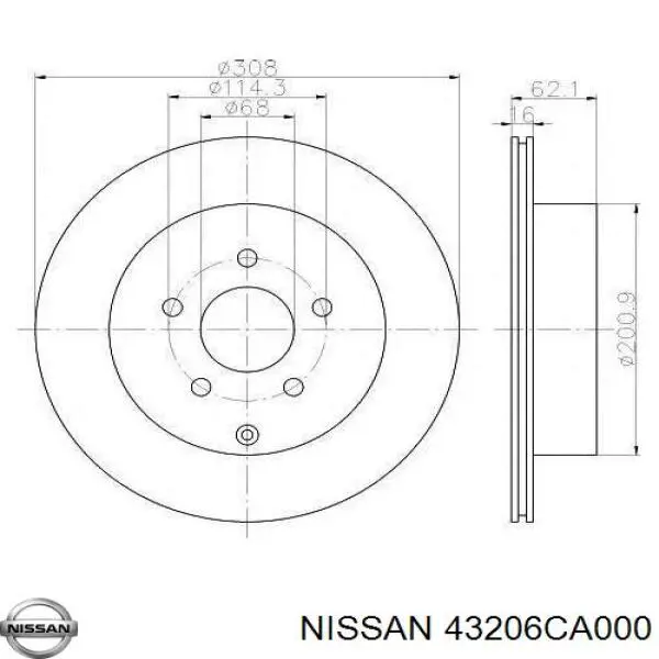 Disco do freio traseiro Nissan/Infiniti 43206CA000 preço, a partir de 46,62 USD