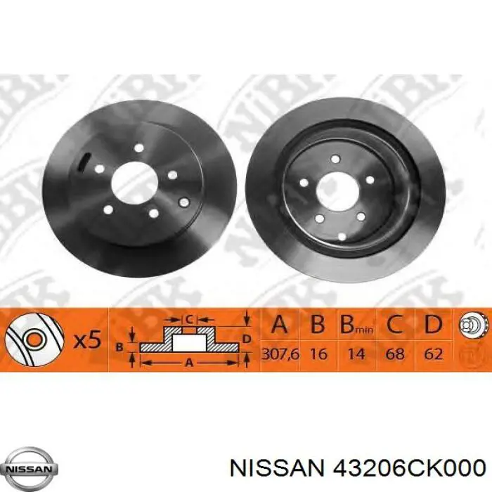 Disco do freio traseiro Nissan/Infiniti 43206CK000 preço, a partir de 46,62 USD