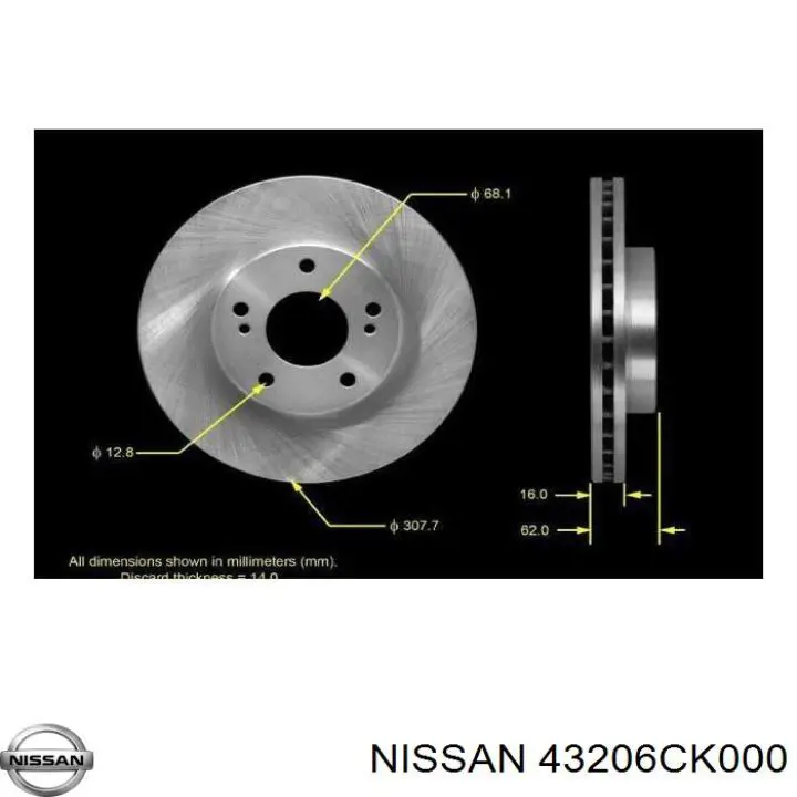 Compre 43206CK000 Nissan/Infiniti Disco do freio traseiro