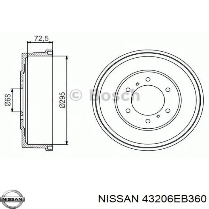 43206EB360 Nissan/Infiniti Tambor do freio traseiro