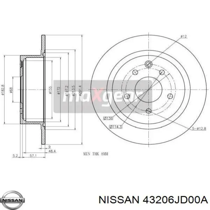 Disco do freio traseiro Nissan/Infiniti 43206JD00A preço, a partir de 47,02 USD