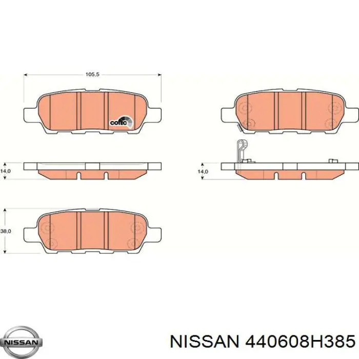 Compre 440608H385 Nissan/Infiniti Sapatas do freio traseiras de disco