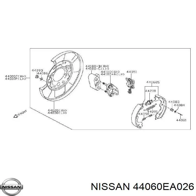 44060EA026 Nissan/Infiniti Sapatas do freio de estacionamento