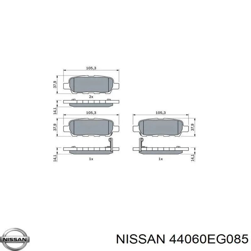 44060EG085 Nissan/Infiniti Sapatas do freio traseiras de disco