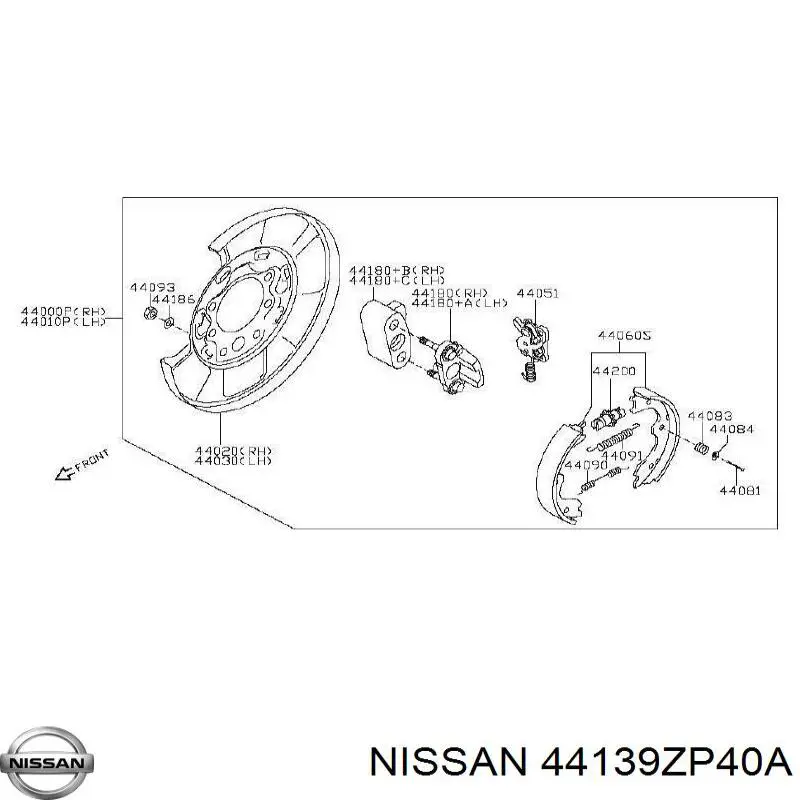 44139ZP40A Nissan/Infiniti Guia de suporte traseiro