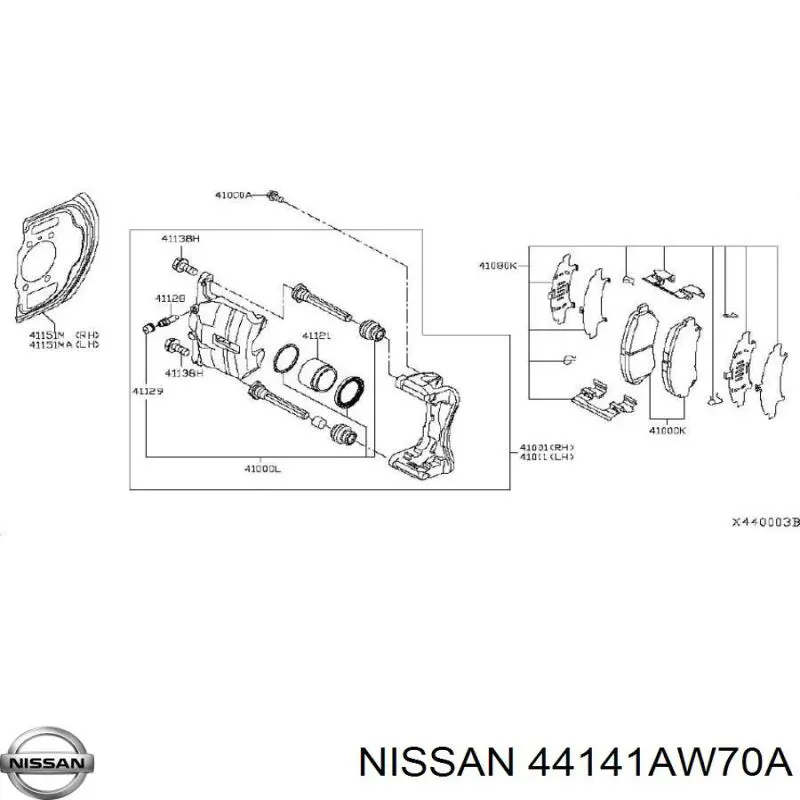 44141AW70A Nissan/Infiniti Parafuso do freio de suporte