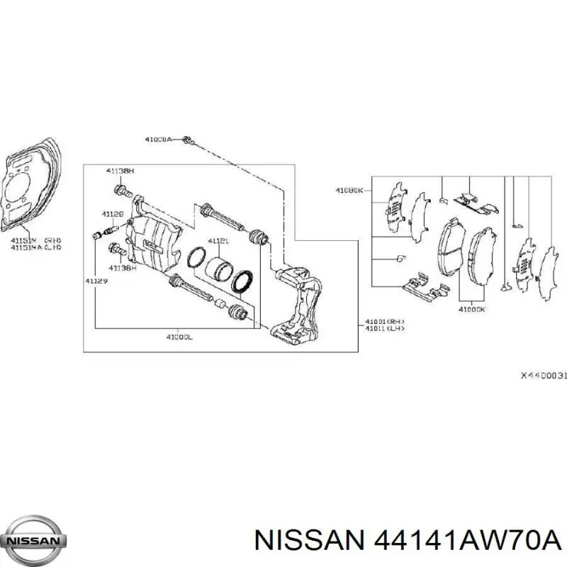Compre 44141AW70A Nissan/Infiniti Parafuso do freio de suporte