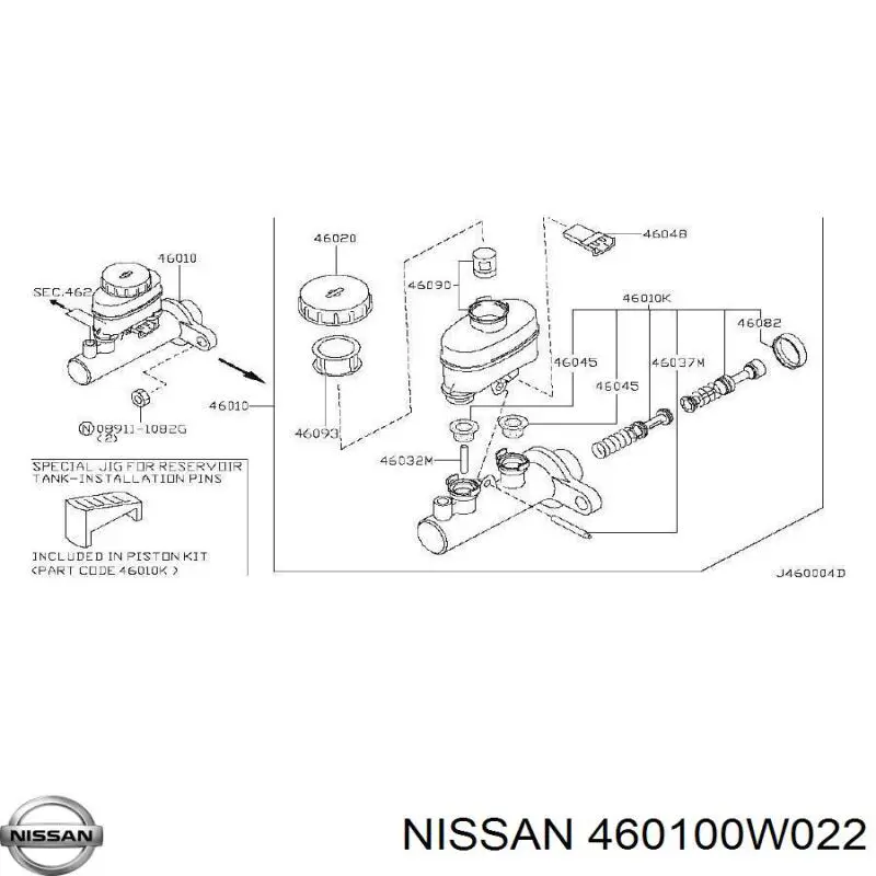 460100W022 Nissan/Infiniti Cilindro mestre do freio