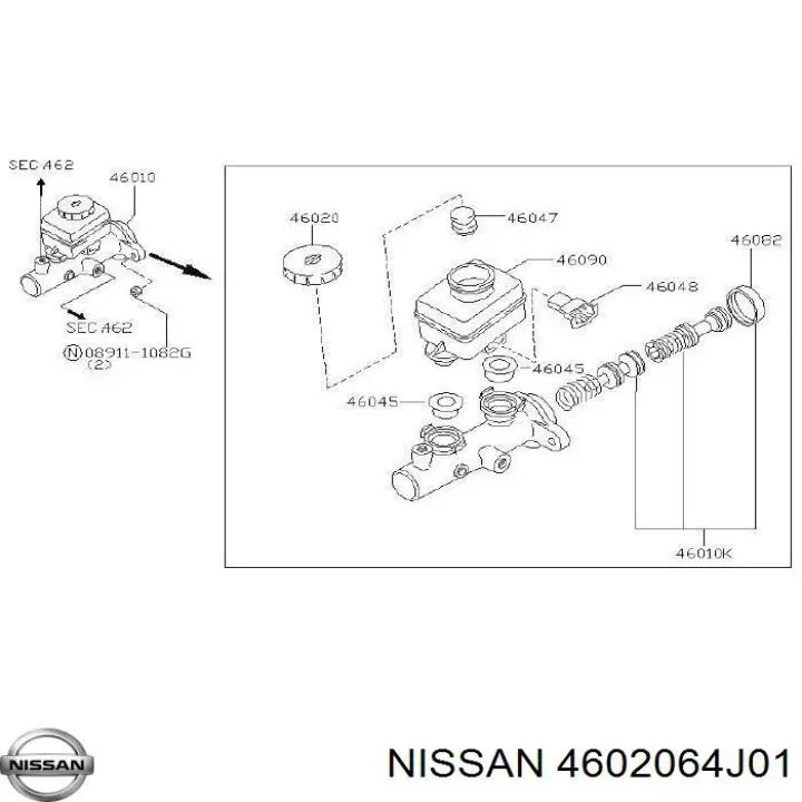 Compre 4602064J01 Nissan/Infiniti Tampa de tanque de cilindro mestre do freio