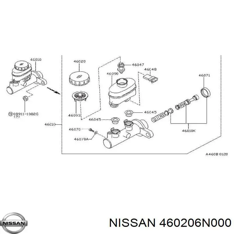 460206N000 Nissan/Infiniti Tampa de tanque de cilindro mestre do freio