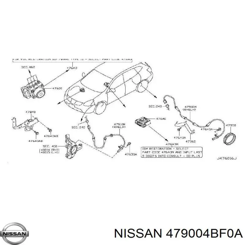 479004BF0A Nissan/Infiniti Sensor ABS traseiro