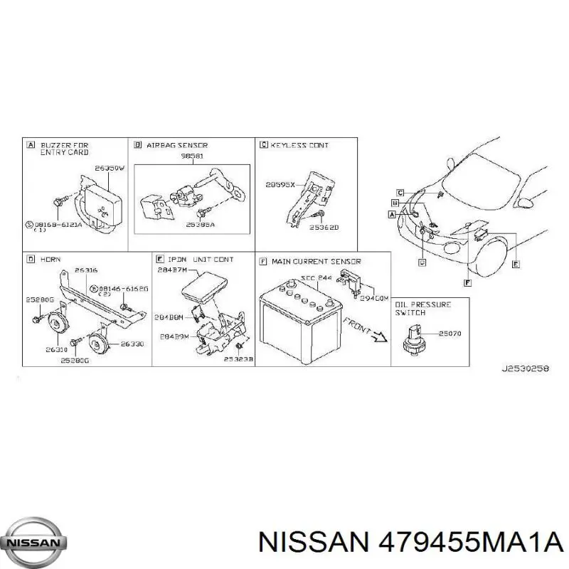 479455MA1A Nissan/Infiniti Sensor do ângulo de viragem do volante de direção