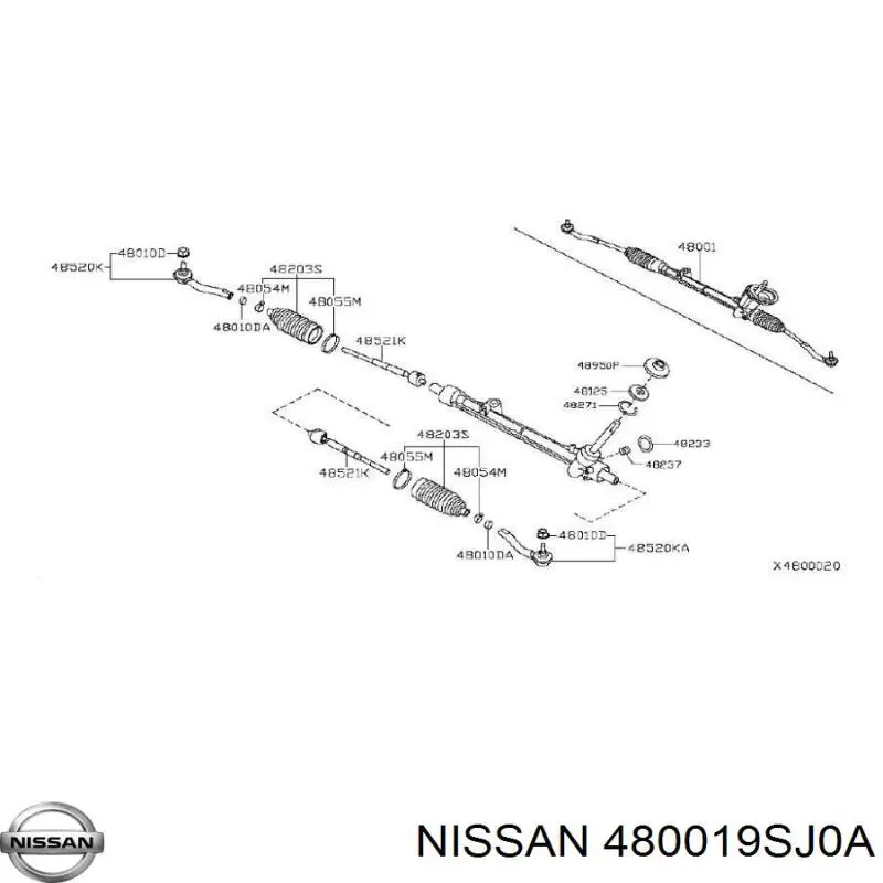 Compre 480013LM0A Nissan/Infiniti Cremalheira da direção